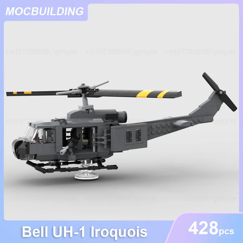 Bell UH-1 Iroquois Helicopter Model MOC Building Blocks DIY Assemble Bricks Educational Creative Collection Toys Gifts 428PCS