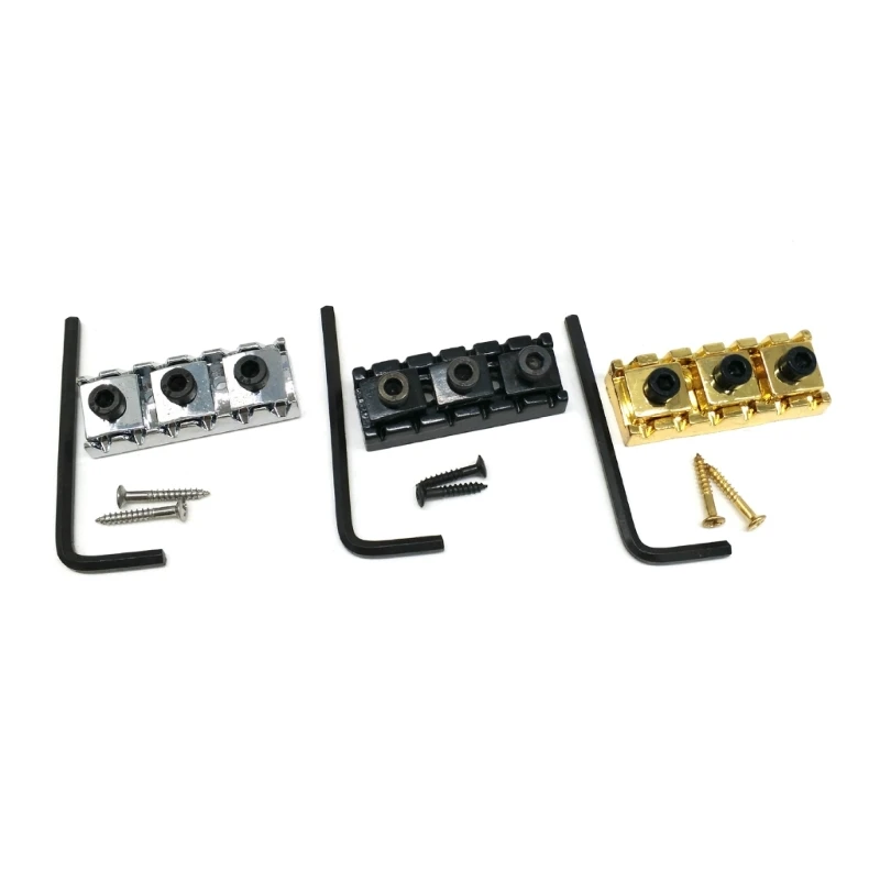 Guitar Locking Nut Accessory Kits, 6 Strings Electric Guitar String Locking Nut 43mm with Mounting Screws and Wrench Set