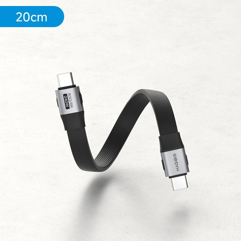 Hagibis korte USB C naar USB C volledige functionele kabel USB4 V2 datumkabel 80Gbps 8K PD 240W snoer voor Thunderbolt 4/5 iPhone laptop SSD