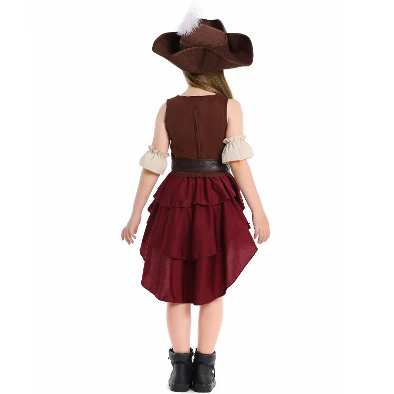 الجمعة السوداء الصومالية القراصنة زي الفتيات المحارب الزي فستان مغامرة البحر مع سترة و رقعة العين للعب دور الأطفال #4