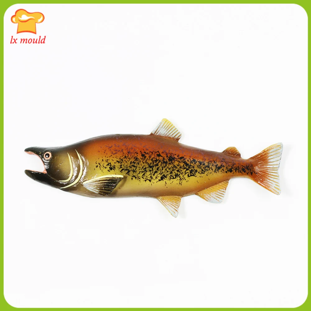 

Salmon Silicone fondant Icing Mold Pacific Fish Cake Topper Mold Chocolate Candy Sugarcraft Baking Mould