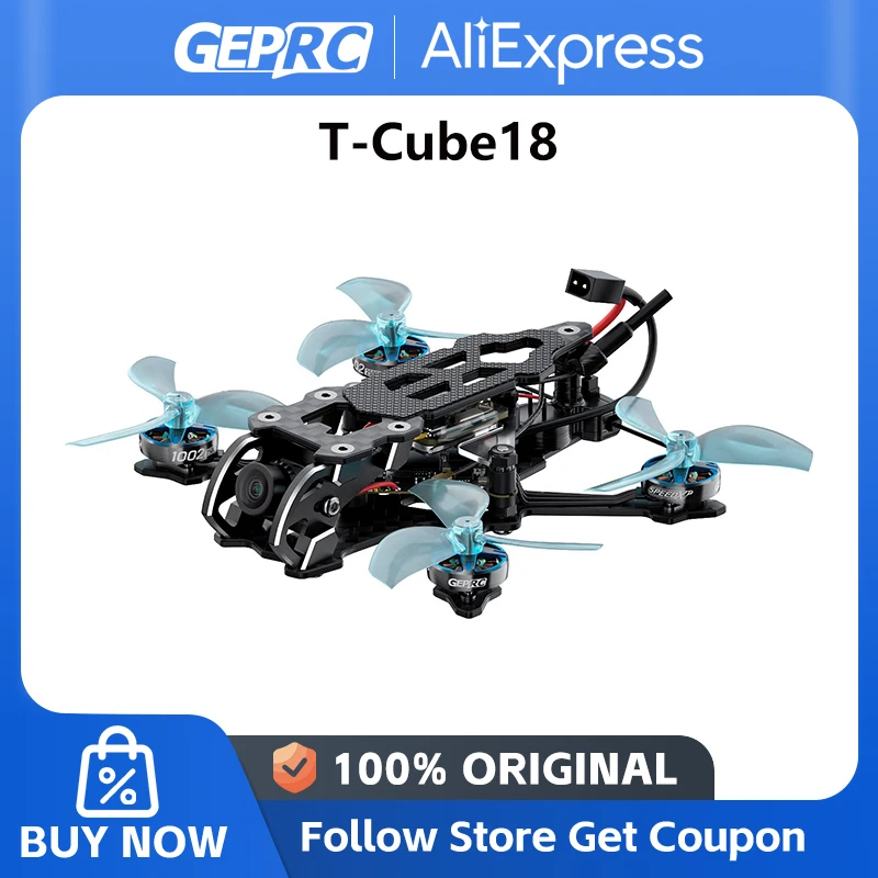 GEPRC T-Cube18 Analog FPV Drone HDZero ECO 1.8 Inch 12A 8Bit ESC SPEEDX2 1002 25000KV Motor