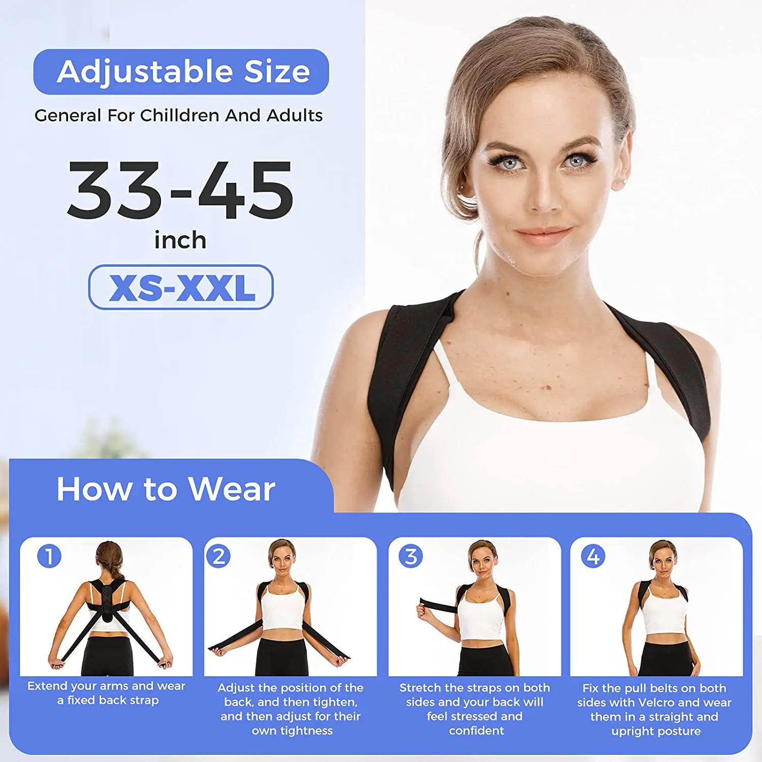 NEENCA Posture Corrector Upper Back Brace for Women and Men Neck Shoulder Pain Relief Belt Adjustable Back Support Straightener