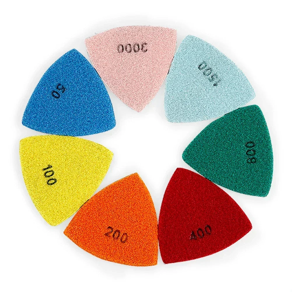 Triângulo Diamante Almofadas de Polimento a Seco para Granito Mármore Concreto Pedra Lixar Almofadas Ferramenta Disco Polimento Peças 90 mm