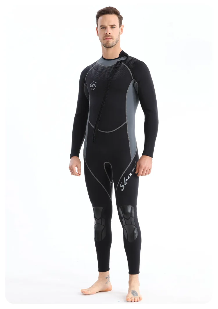 Sbart 1.5mm One-Piece Surfing Wetsuit Men'S Warm Sunscreen Long-Sleeved Long Pants Wetsuit Snorkeling Clothing