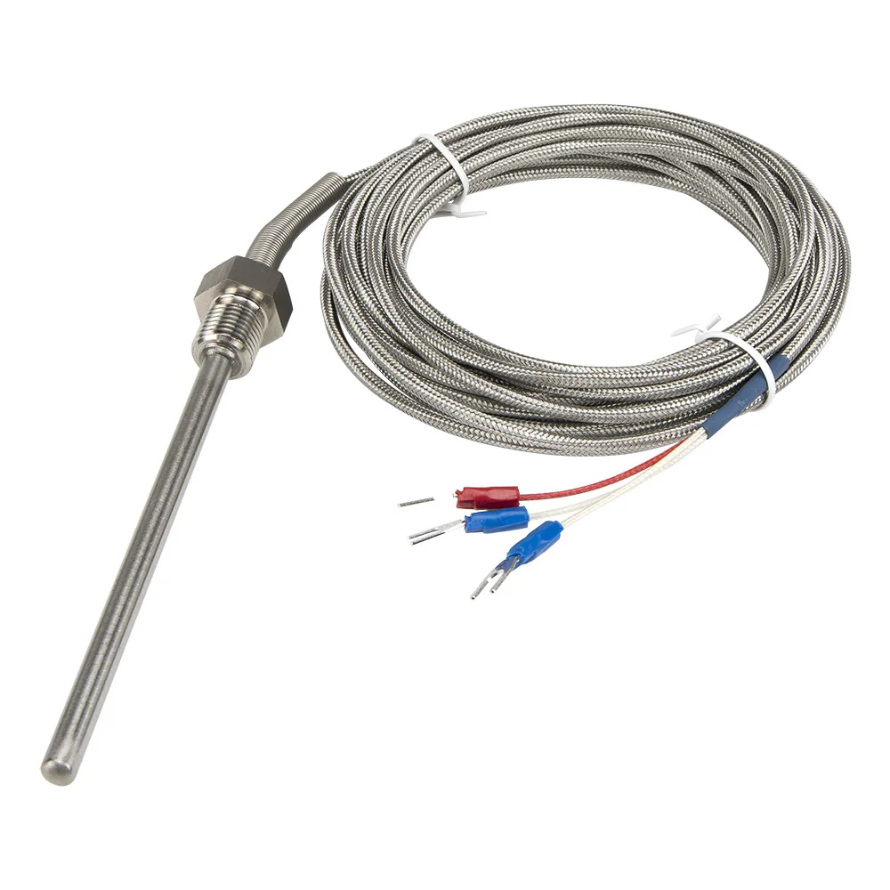 

FTARP09 PT100 type 5m metal braided cable 100mm probe (not include thread length) RTD temperature sensor G 1/4 inch thread