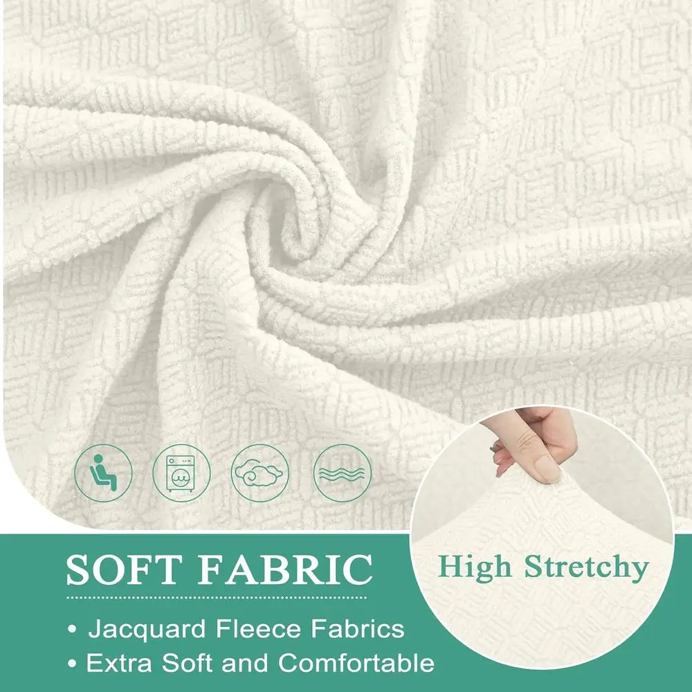 غطاء أريكة مقطعي قابل للغسل بـ 5 مقاعد، غطاء أريكة قابل للتمدد على شكل حرف L للكرسي، غطاء كريمي صديق للكلاب #4