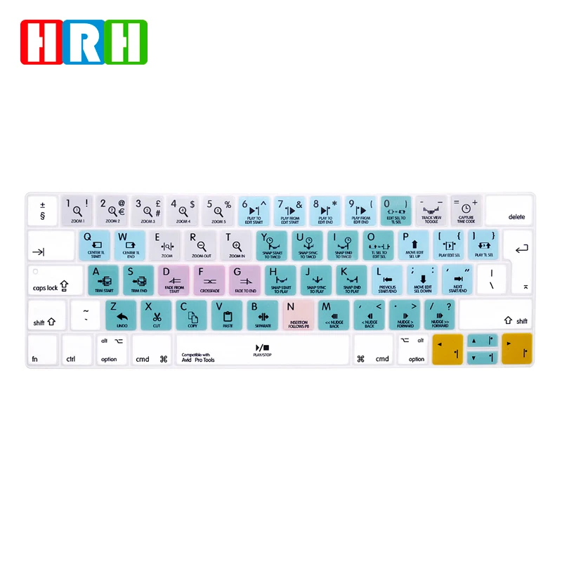 

HRH Shortcut Hotkey Keyboard Cover Skin for MacBook Pro 13.3 A1706 A1989 A2159 MacBook Pro 15.4 A1707 A1990 with Touch Bar