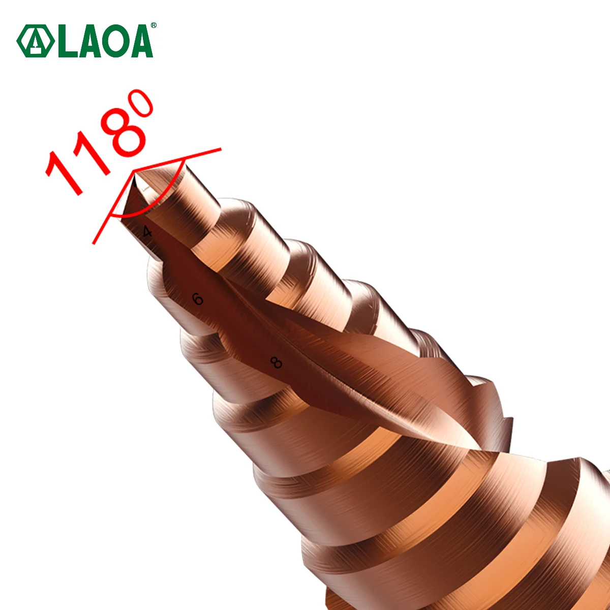 LAOA HSS-Co Step Drill Bits High hardness Pagoda Shape Drill Bit 3-13mm 4-22mm 4-32mm Metric Spiral Flute Core Drill Bit