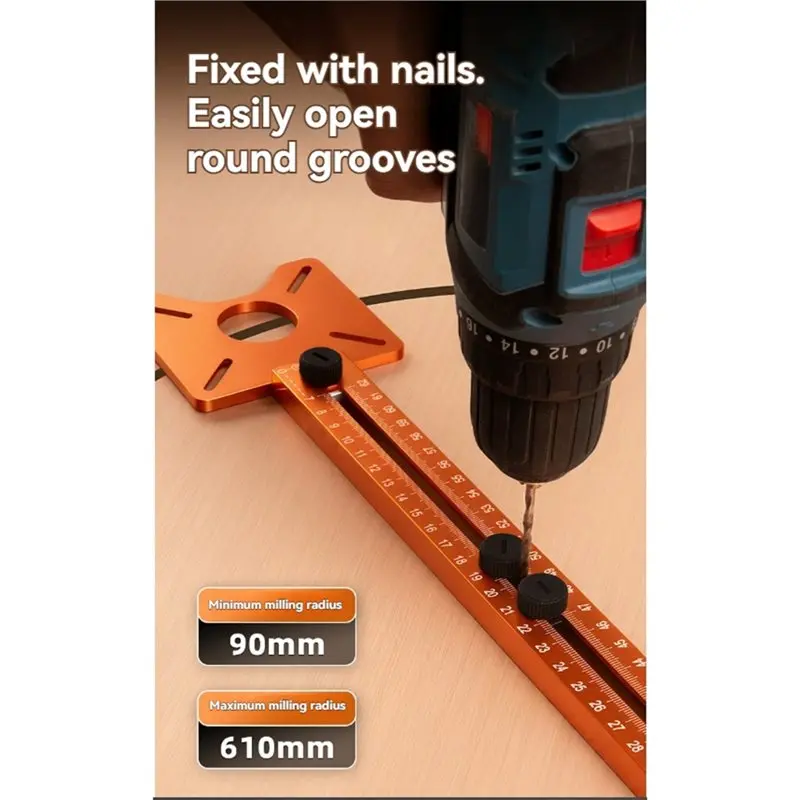 【THANKSGIVING DAY】Router Milling Groove Bracket Extended, Cabinet Hardware Jig For Woodworking- 9-61Cm Radius Router Circle