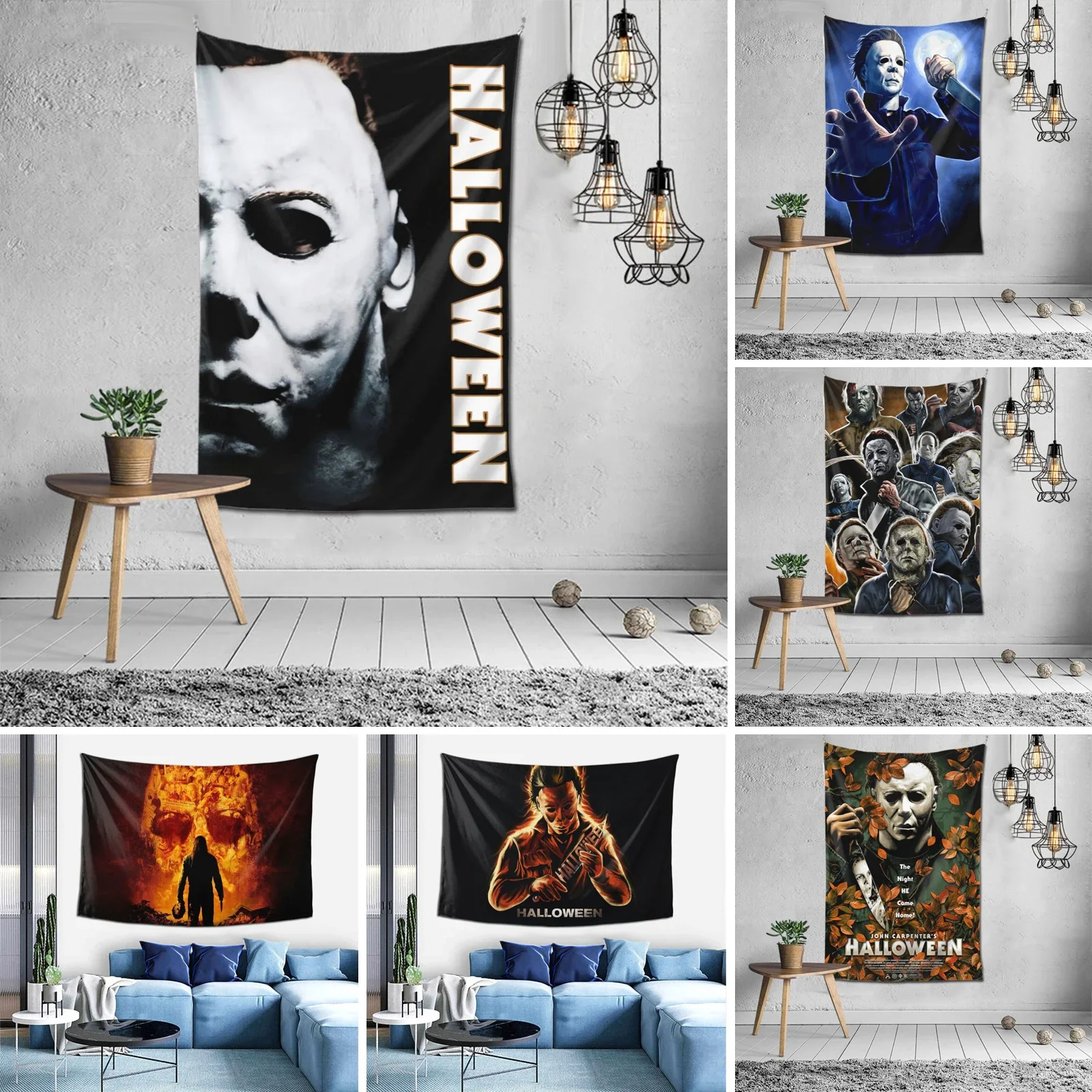 Tapiz colgante de pared grande para decoración del hogar, película de terror, halloween, cortina, tv, telón de fondo, mantel para fiesta, dormitorio, 230x180cm