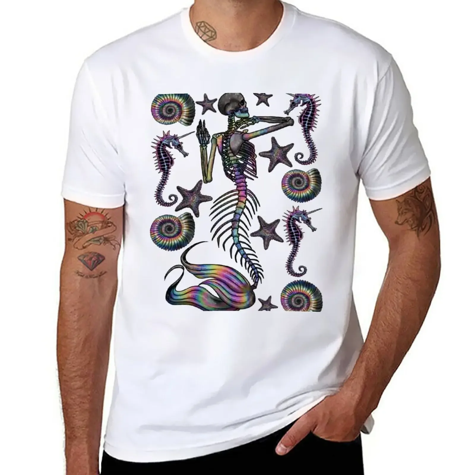 Oil slick mermaid Pattern T-Shirt customs design your own tees men workout shirt