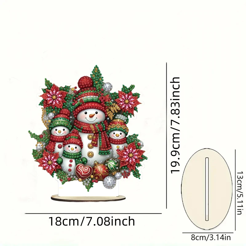1pc DIY Christmas snowman Diamond Art Table Ornament One Sided Acrylic Crystal Rhinestone Crafts for Home Office Decoration
