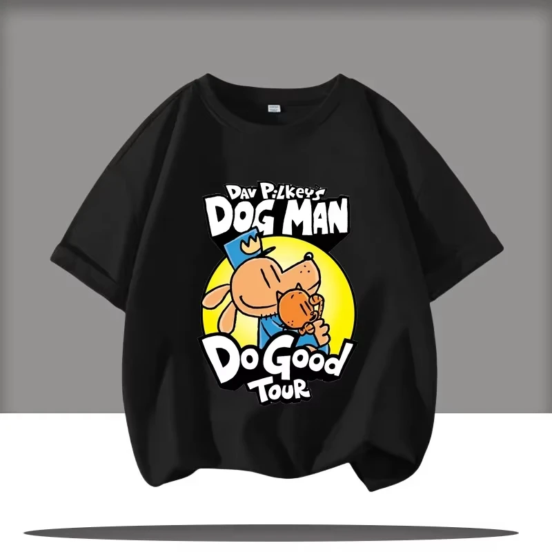 

Новинка 2023 года, летняя футболка с мультяшным принтом собаки и человека для детей, спортивная рубашка с круглым вырезом и короткими рукавами для мальчиков, повседневный топ для девочек