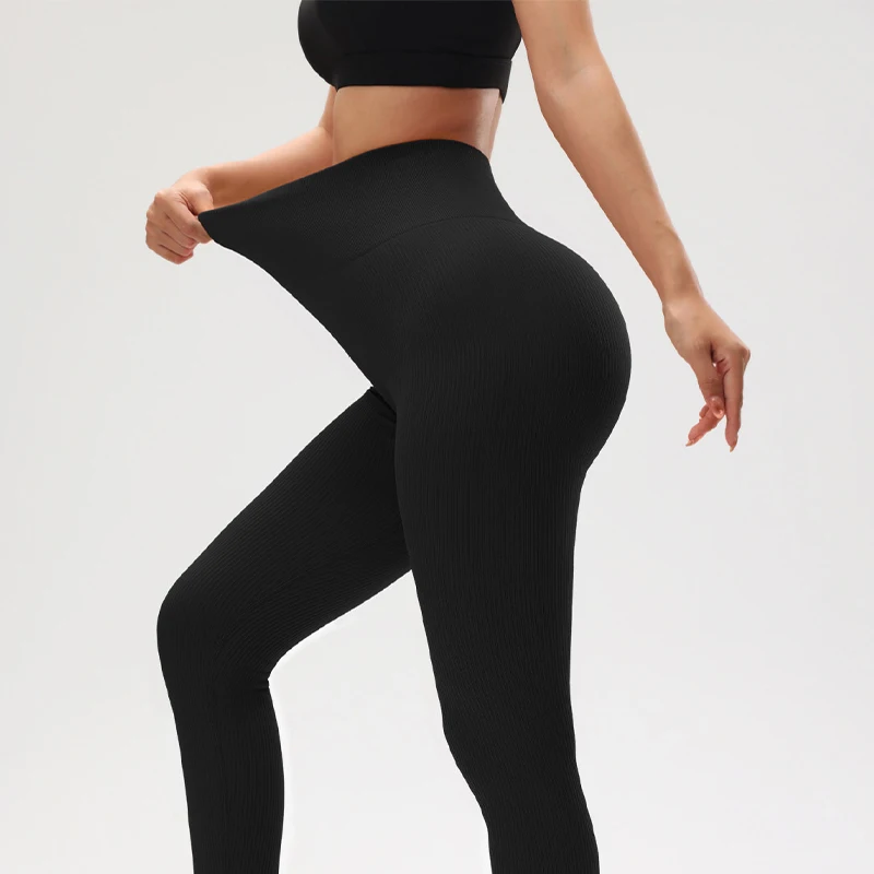 اللياقة البدنية سلس الجوارب السراويل الخريف عالية الخصر ضئيلة الرياضة طماق النساء مريحة تهوية مرونة الصلبة سراويل مخططة #5