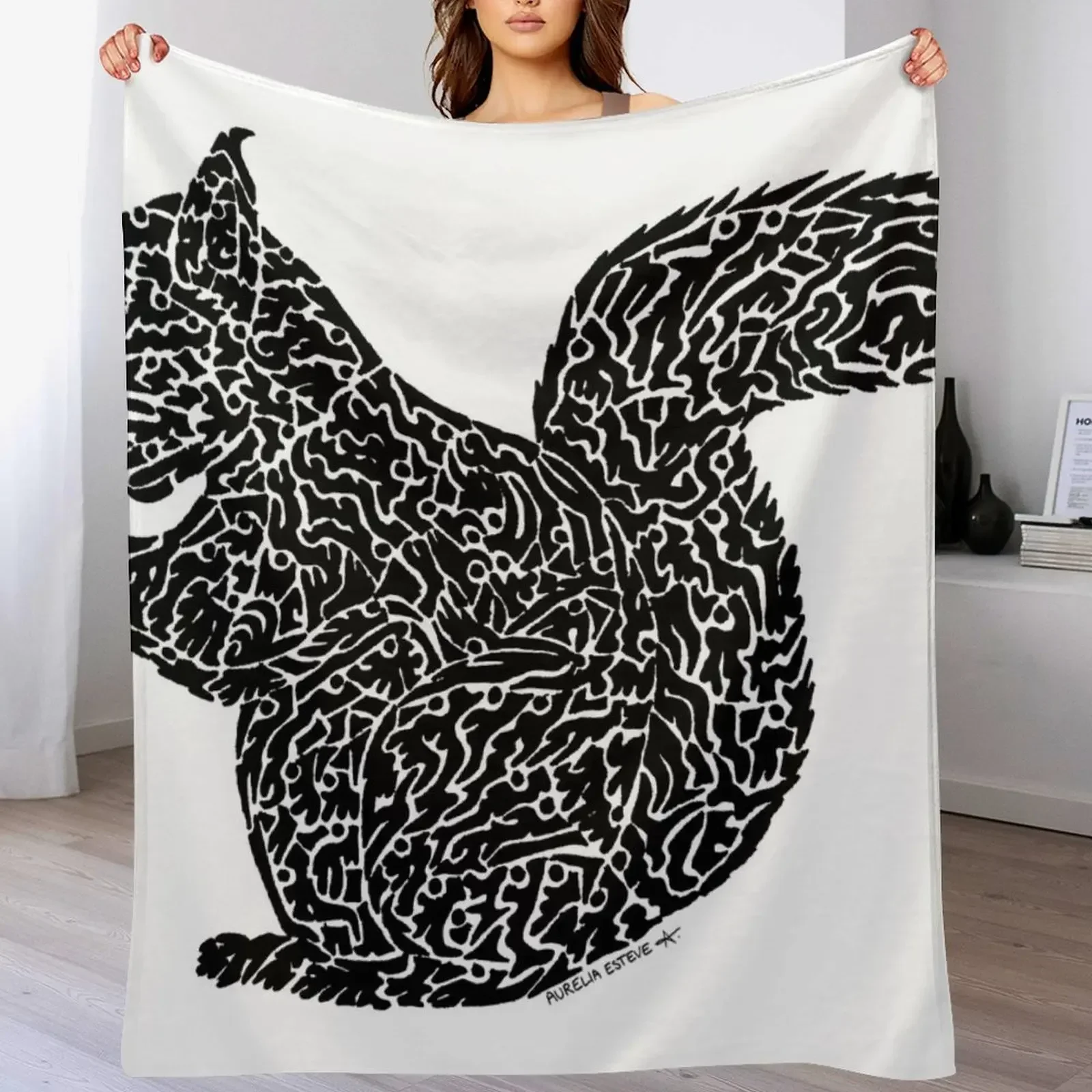 

Squirrel (black) Throw Blanket Decorative Soft Throw Blanket for Couch Sofa