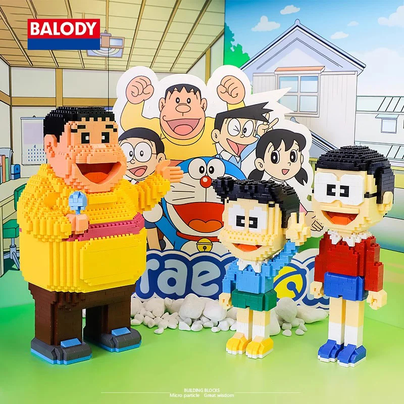 

BALODY Kawaii Doraemon, оригинальный мультяшный блок-головоломка, фигурка NOBITA, натуральное украшение для рабочего стола, игрушки, детский подарок на день рождения