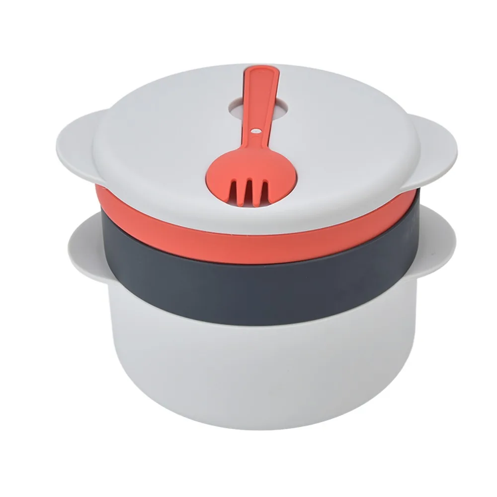2L Capacity Microwave Vegetables Cooker Multi Layer Stackable Prevent Burns Handle Microwave Steaming Container White PP 4