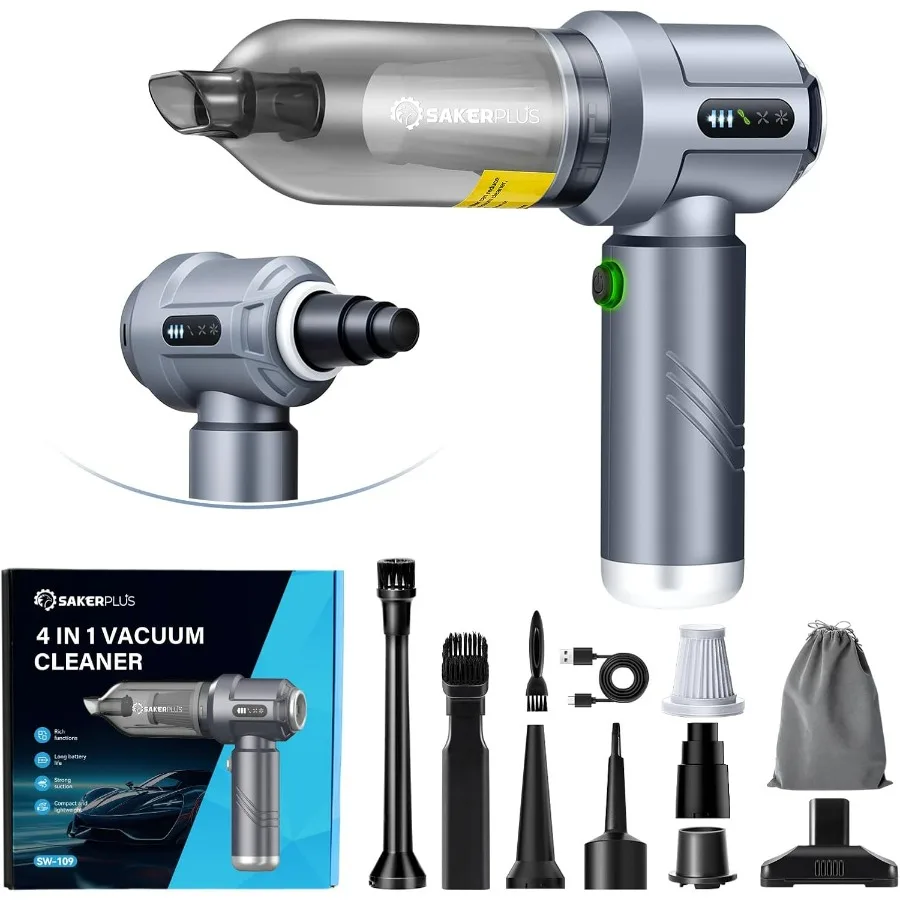 

Беспроводной автомобильный пылесос, мини-пылесос 4 в 1, мощный всасывающий ручной пылесос 17500 PA, портативные воздухоочистители, аккумулятор емкостью 7800 мАч