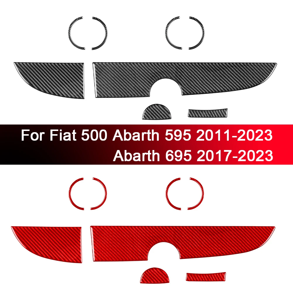 

Для Fiat 500 Abarth 595 2011-2023 Abarth 695 2017-2023 углеродное волокно, панель приборной панели автомобиля и накладка на дверную ручку, наклейки, 6 шт.