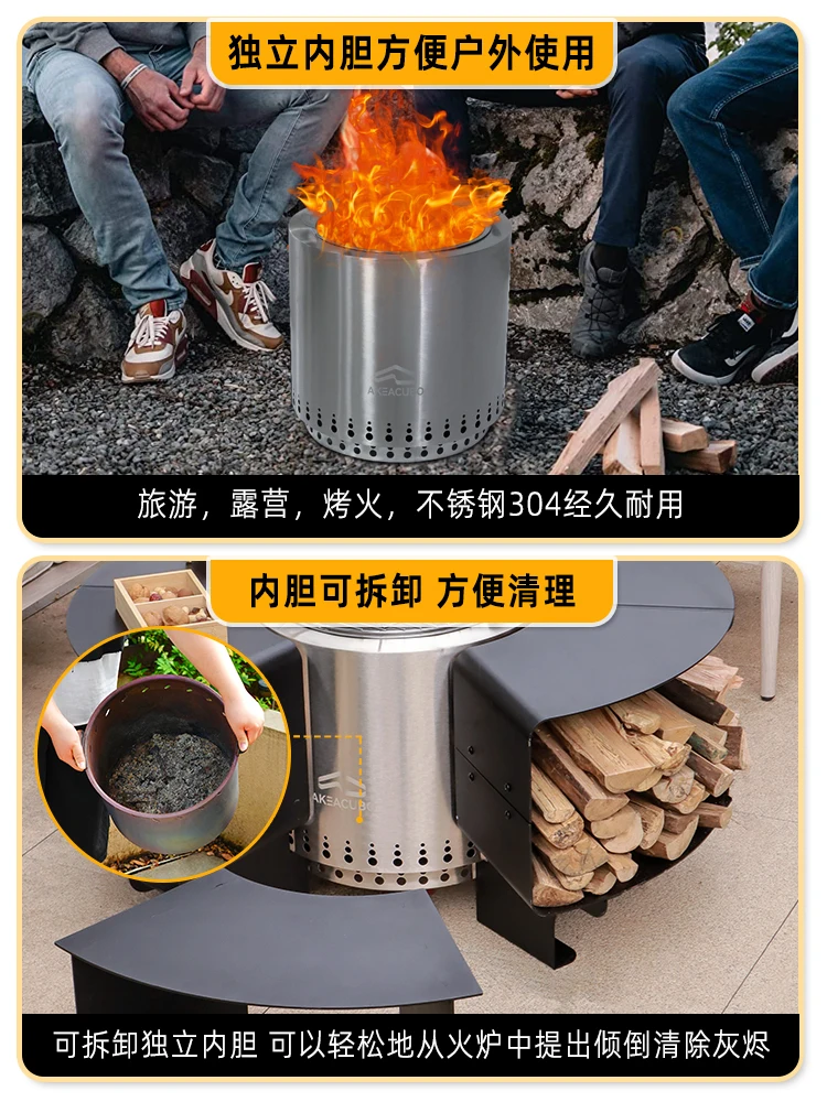 Outdoor Craftsman Multifunctional BBQ Table Fireplace Heating Stove Garden Household Firewood BBQ Grill Less Smoke Bonfire Stove