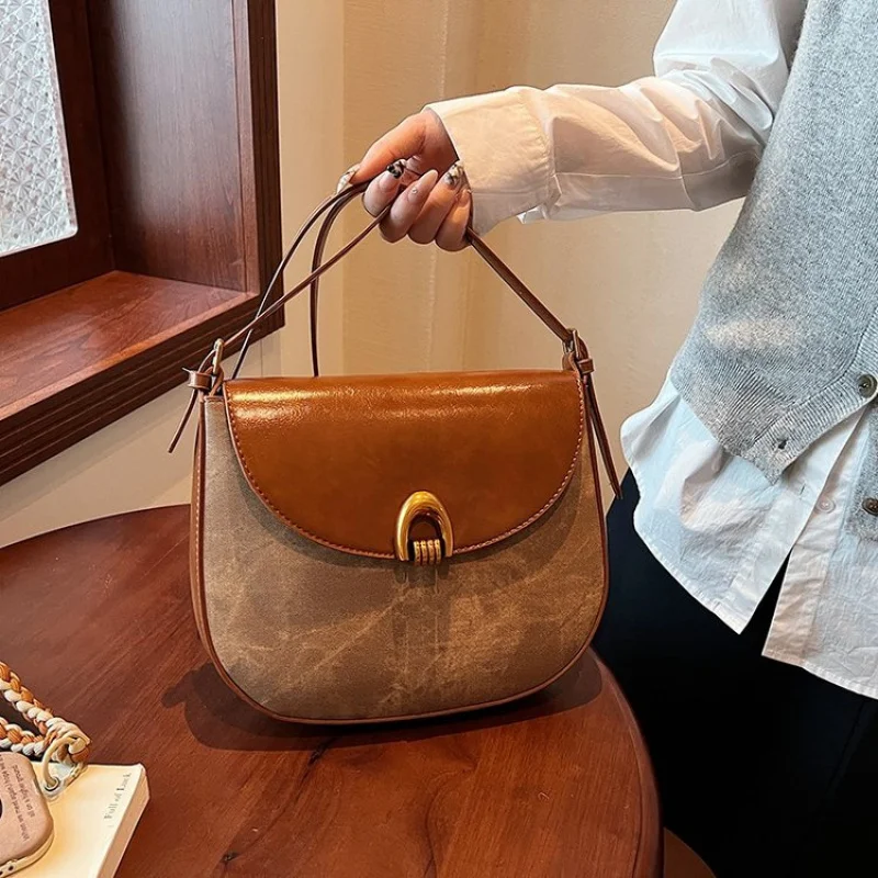 

High End Elegant Crossbody Handbag Women Luxury Leather Classic Paris Vintage Casual Simple Fashion Ladies Bag