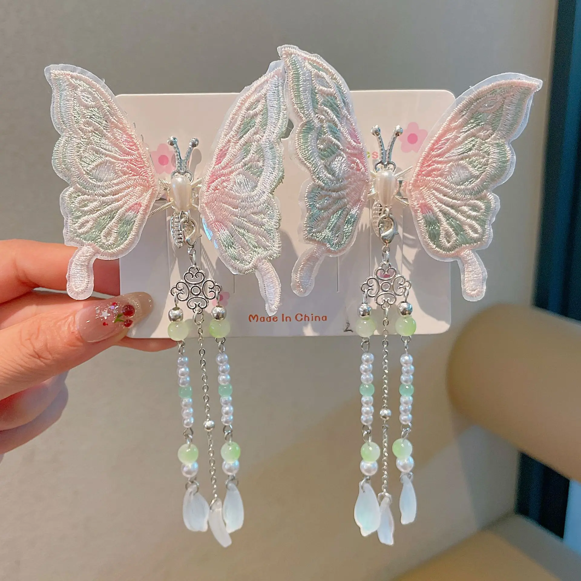 Butterfly Children's Hanfu Headdress with Fringe, Antique Hairpins and Clips Baby Accessories for Girls image 6