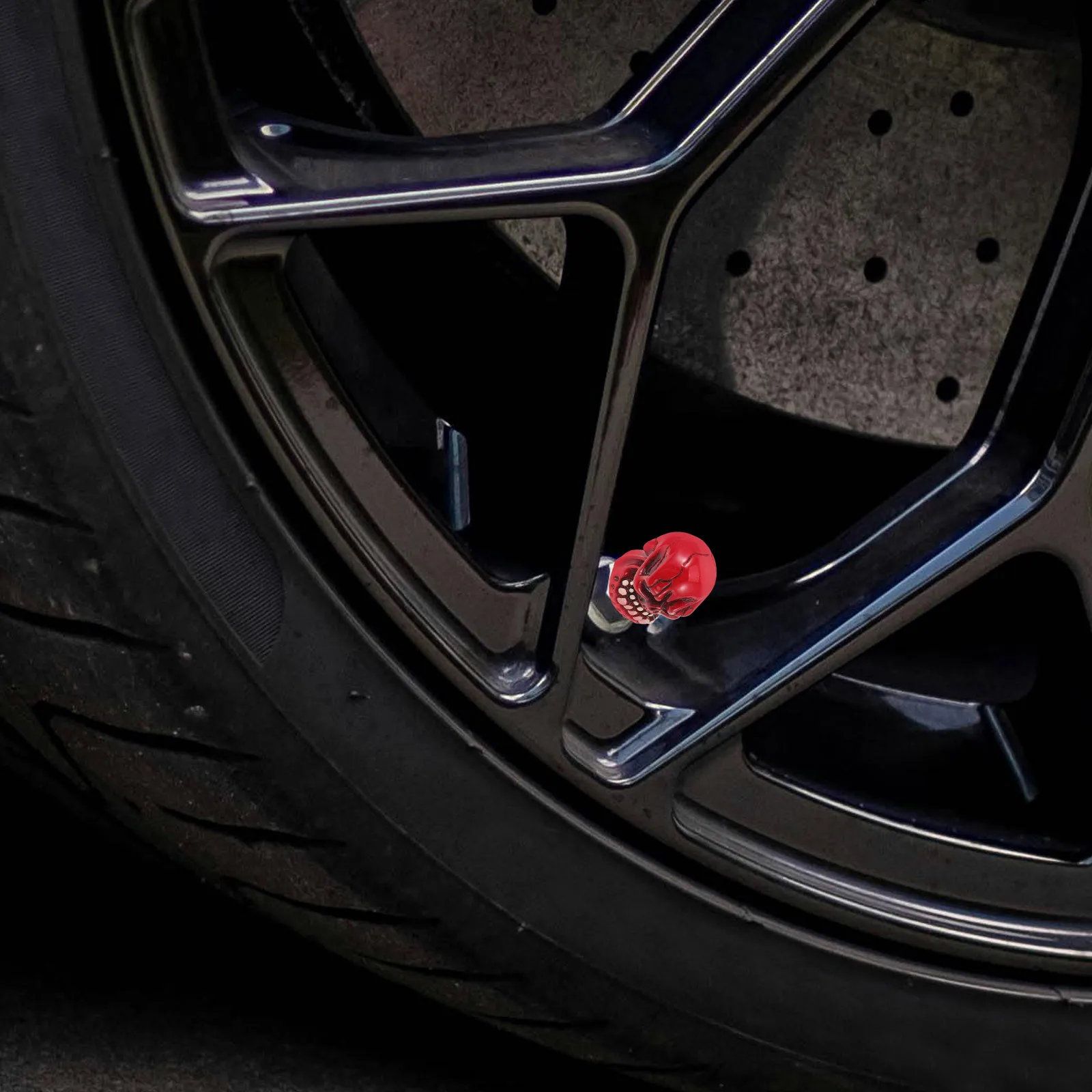 

4Pcs Skull Tire Valve Caps Resin Durable Protective Valve Stem Caps for Car Motorcycle Use Stem Cap Car Accessories