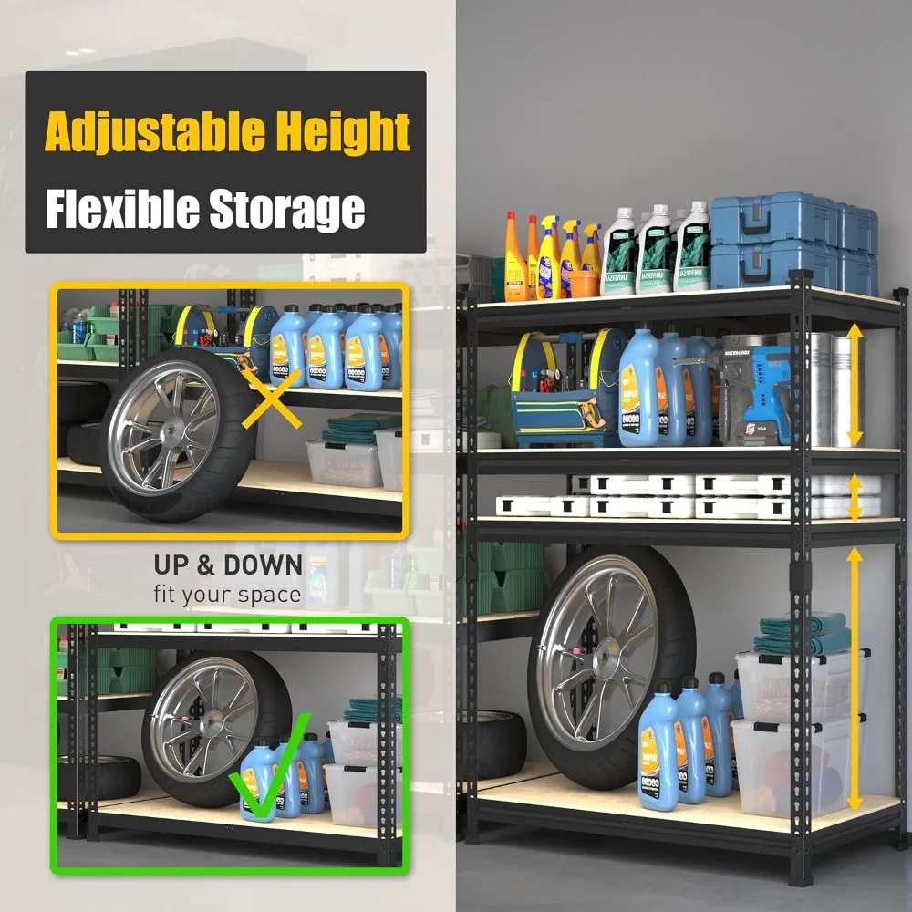 Estantes de almacenamiento resistentes de 40" de ancho x 20" de profundidad x 59" de alto, estantería de garaje ajustable de 4 niveles, estante organizador de metal, estante de utilidad