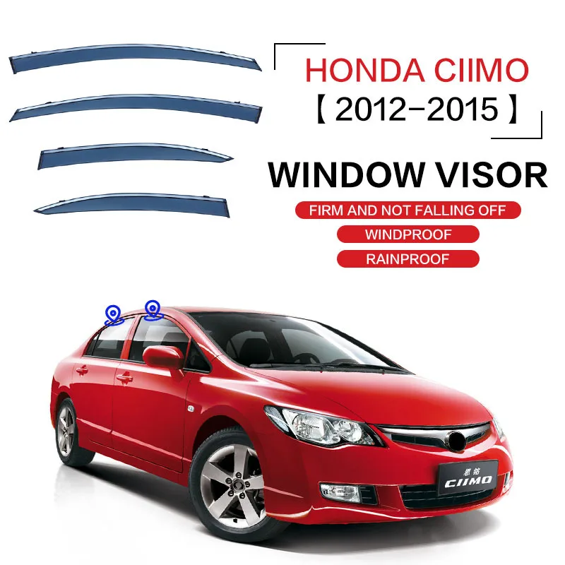 

4pcs For Honda CIIMO 2012-2015 Car Window Visor Awning Shelters Windshield Side Window Rain Sun Shade Auto Accessories