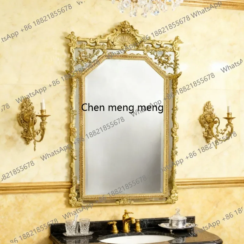 R French light luxury wall hanging, porch fireplace decorative mirror, retro makeup mirror, bathroom dressing mirror