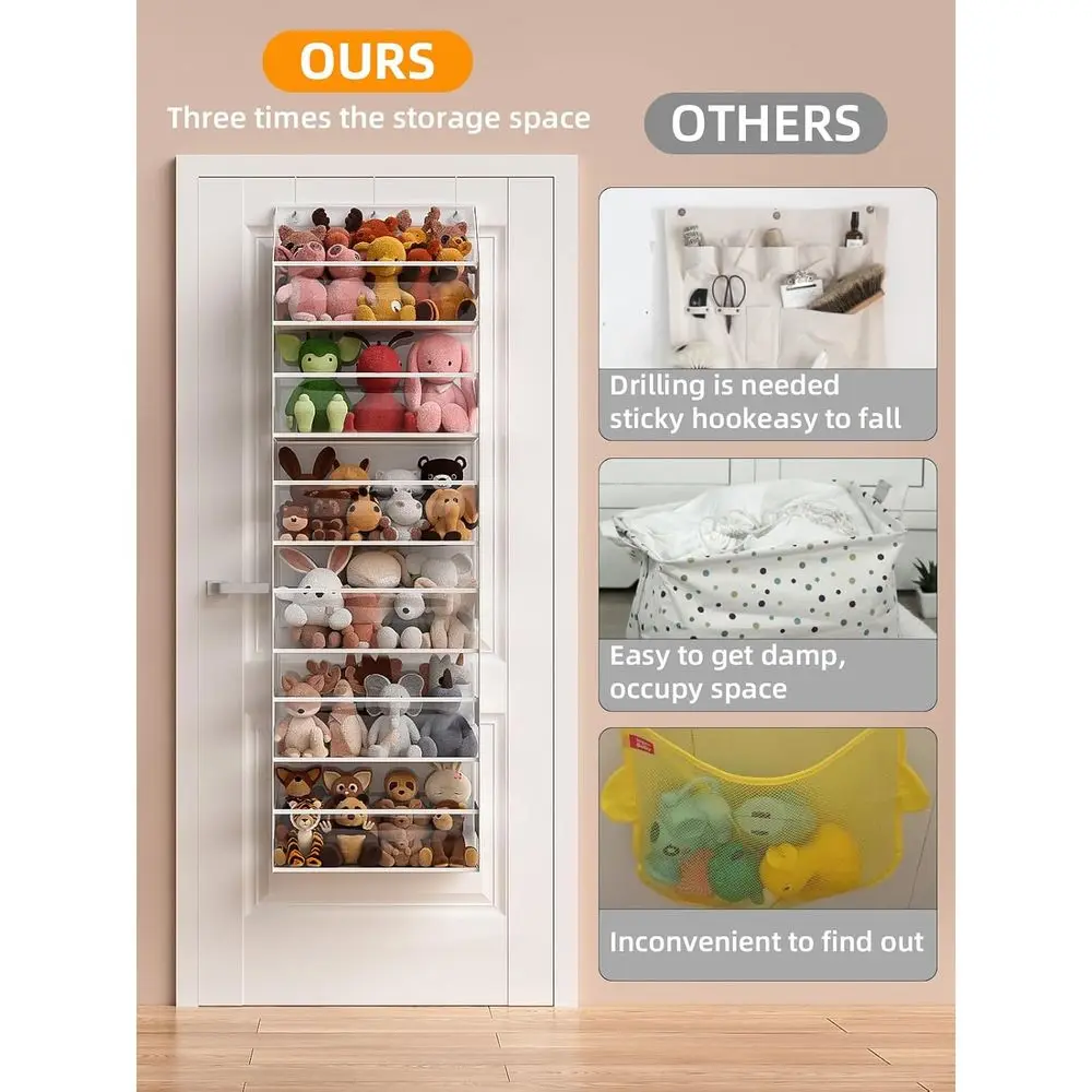 6 Tier Studded Animal Storage, Hanging Organizer for Toys/Plushies, Back Door Organizers and Storage Holder Bag, Bathroom Nurser view 3