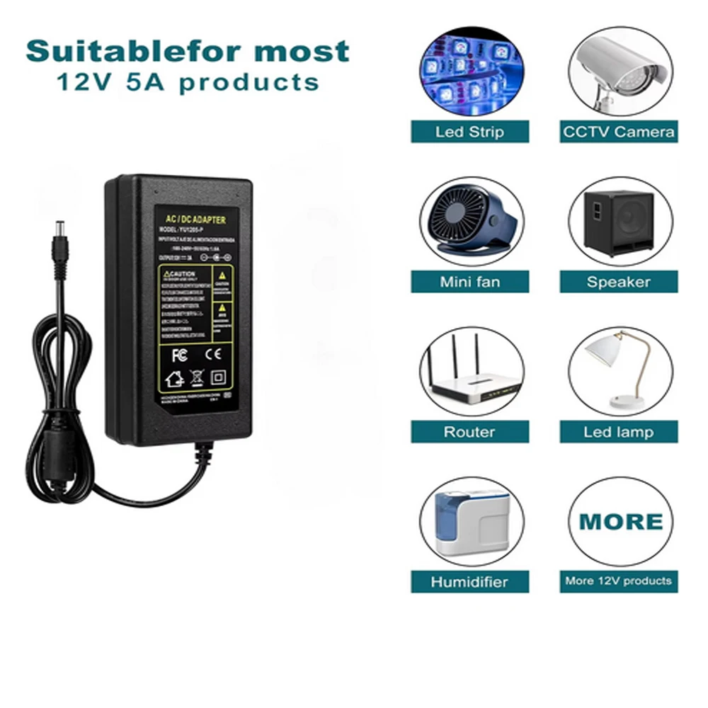 Power Adapter AC 100-240V Input DC Output Supply Charger EU/US 12V Universal Adapter Converter Plug for Camera DVR LED Robot LED
