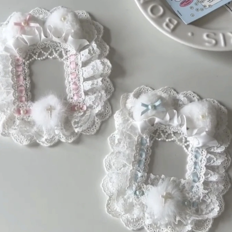 

Kawaii Lace Kpop Photo Card Protector Cat Ear Furry INS Korean Fashion Photocard Holder Cute Anime K-pop Photo Cover Case