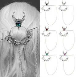 Viking hair clip Celtic, witch hair stick crescent branch rhinestone beautiful polka dot hair accessory girl retro jewelry