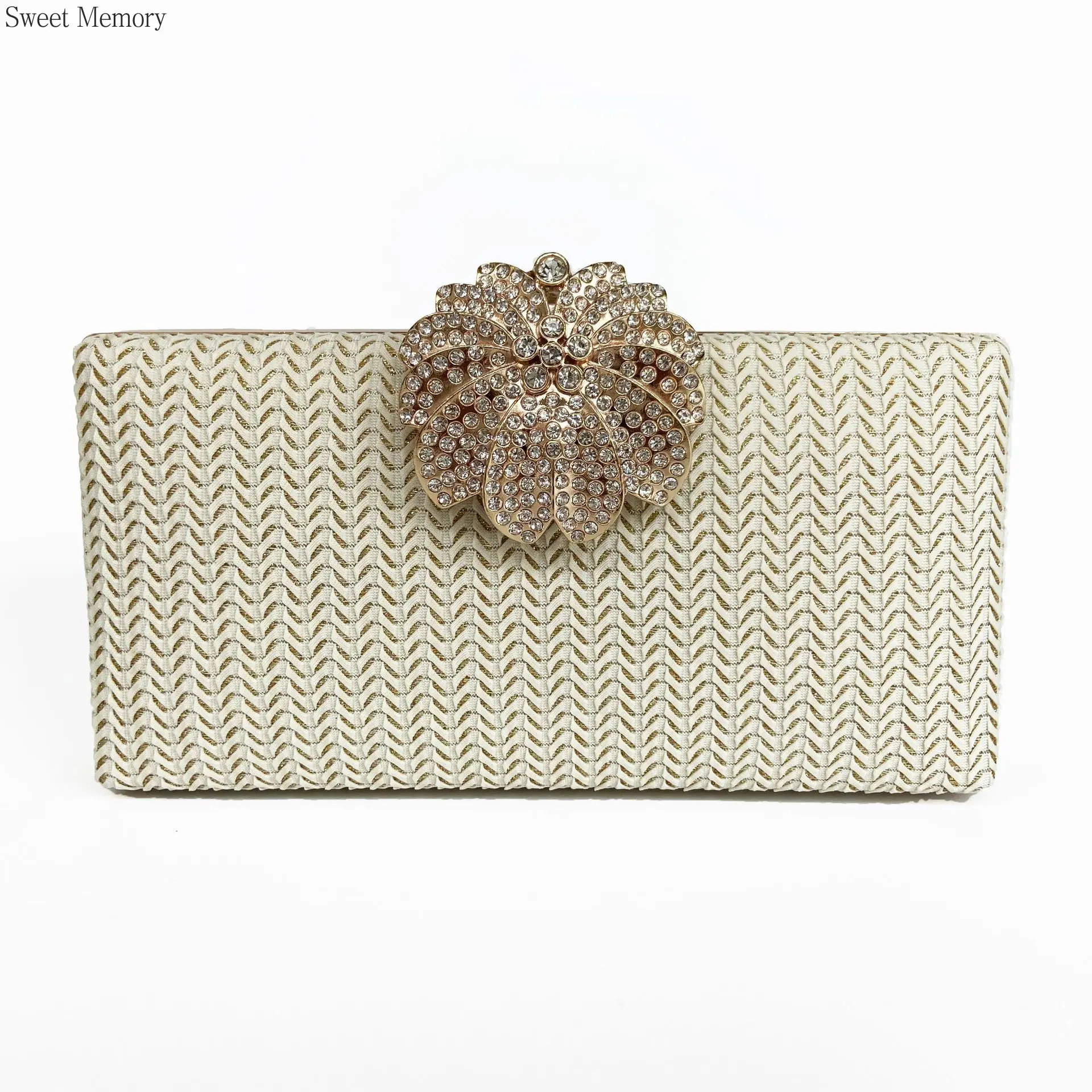 

M342 Sweet Memory Clutch Bag Flower Banquet Package Diamond Set Square Handheld Dress Cheongsam Evening Gift Package