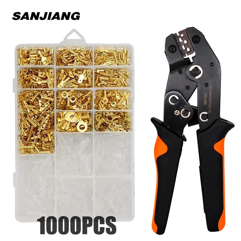 SN-48B Crimping Plier 2.8/4.8/6.3 Plug Terminals Crimper Tool Kit Crimp Wire 0.5-2.5mm² AWG 20-12 Hand Tool Set Crimpatrice