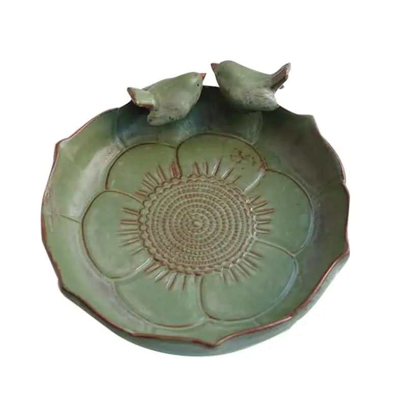 

Ceramic Bird Baths For Outdoors Outside Bird Feeder 10 Inch Hummingbird Watering Container For Garden Deck Decorative Parakeet