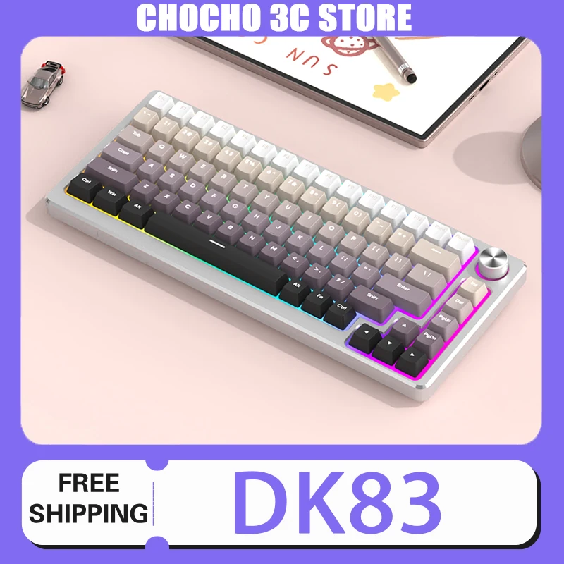 Dk83 Mechanical Keyboard Aluminum Wired Type-C Rgb Multimedia Knob Gaming Keyboard Hot Swap Gasket Custom Office Gamer Accessory