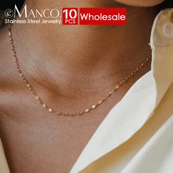 eManco 10PCS Original Niche Design Stainless Steel Adjustable Collarbone Chain Fashion Fine Jewelry Lip Chain Necklace
