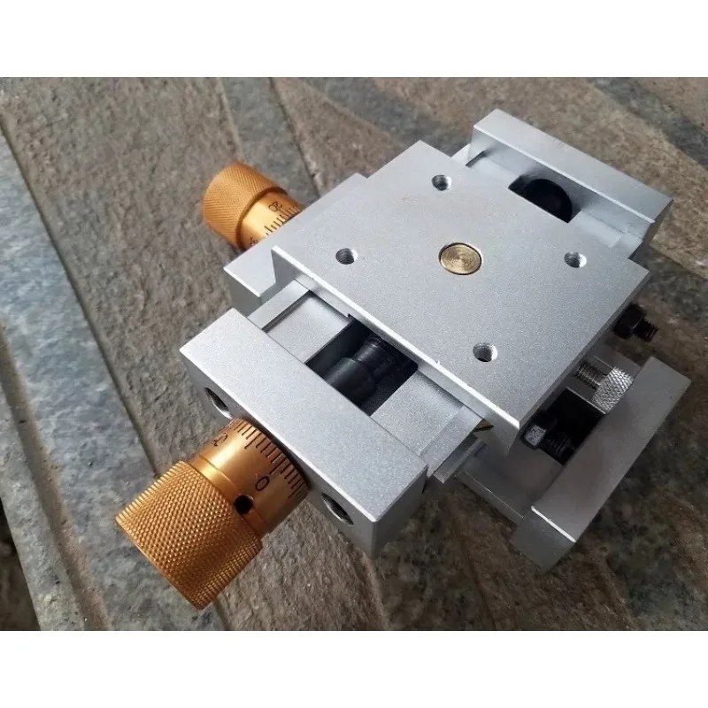 Precision XY Axis Cross Dovetail Slide Table Hand Twist Screw Linear Module Manual Work Stage For Welding Positioning