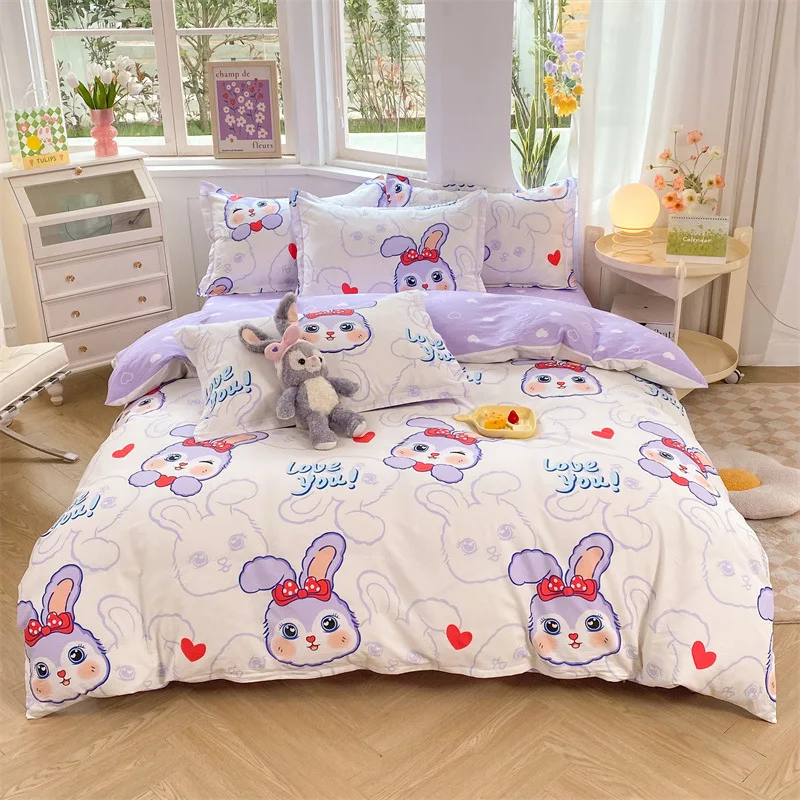 Disney Stellalou Bedding Set 100%cotton Duvet Cover Bed Sheet Pillowcase Double Single King Queen Full Twin Size Home Textile