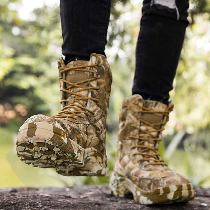 عالية الجودة الرجال الدانتيل متابعة التمويه المضادة للانزلاق امتصاص الصدمات تنفس أحذية قتالية الرجال في الهواء الطلق مريحة حذاء من الجلد غير رسمي الرجال #6