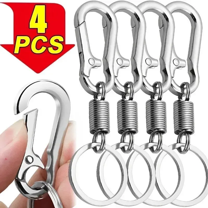 Spring Keychain Zinc Alloy Carabiner Buckle Key Rings Anti-lost Climbing Hook Car Keychians Man Metal Key Chains Accessories image 6