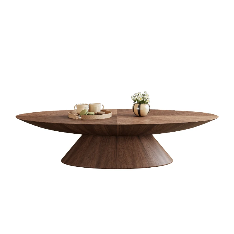

Minimalist coffee table simple light luxury small apartment walnut furniture oval set tea table