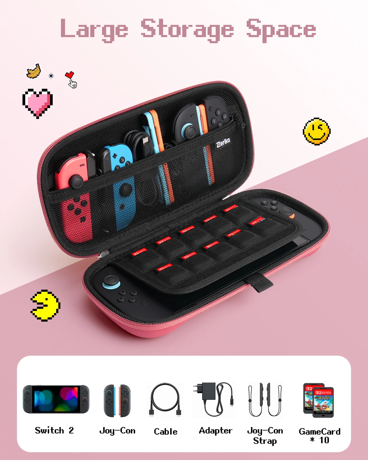Yinke Tragetasche für Nintendo Switch 2 OLED, kratzfest, wasserdicht, schützende Reisetasche mit 10 Spielkartenfächern. – Detail 1