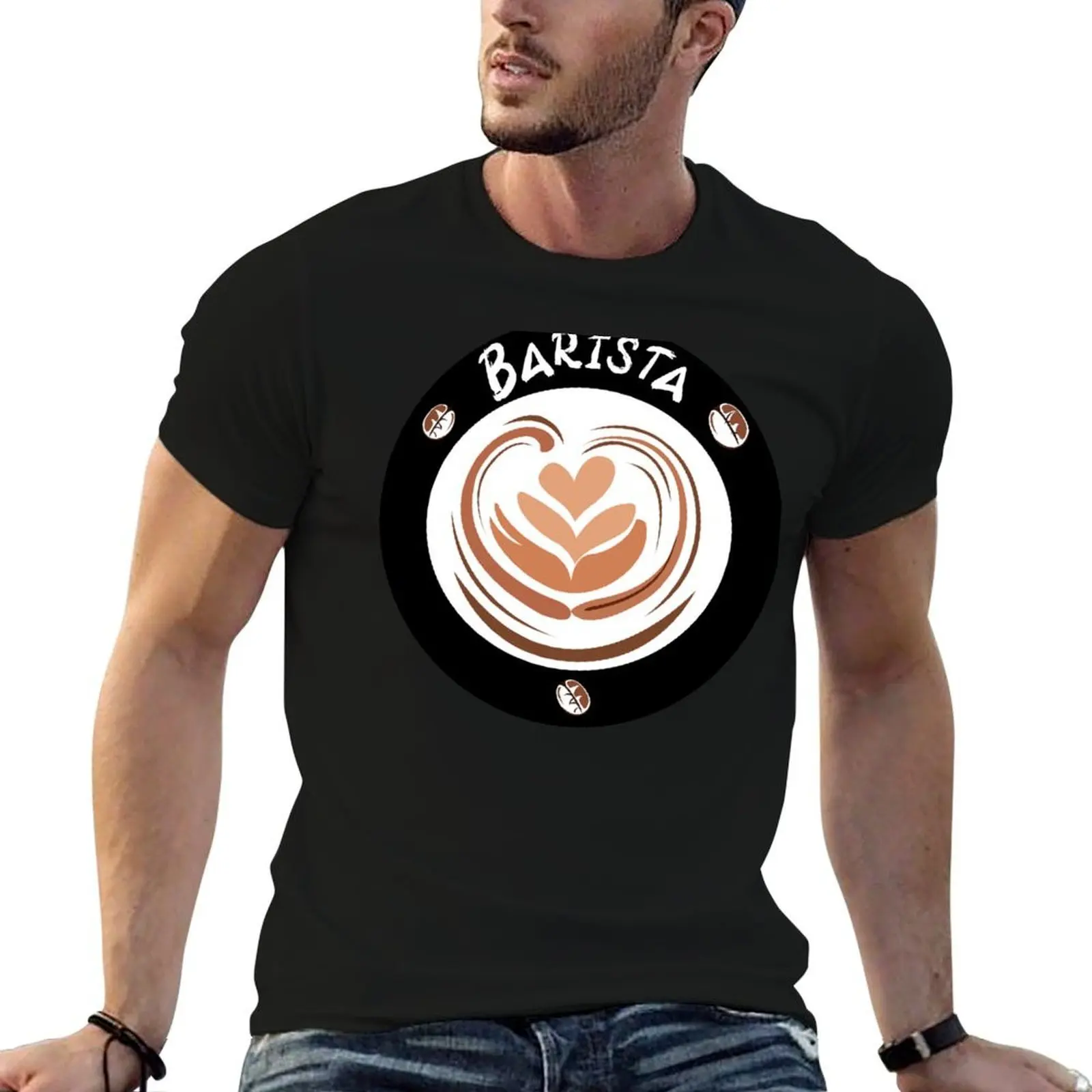 Barista Latte Art T-Shirt man t shirt heavyweights slim fit t shirts for men