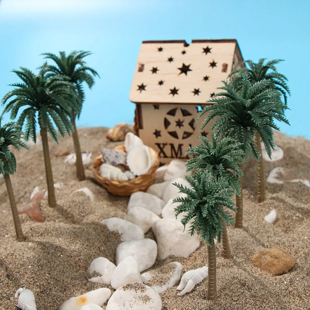 

E9 5Pcs Scenery model Sand Table DIY Home Decor Items Craft Micro Landscape Plant Pots model Plastic Bonsai Coconut Palm Tree