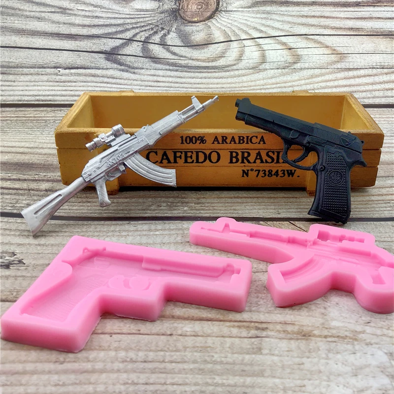 AK Gun Shape Silicone Mold DIY 3D Cake Fondant Soap Cupcake Jelly Candy Chocolate Baking Decoration Tool