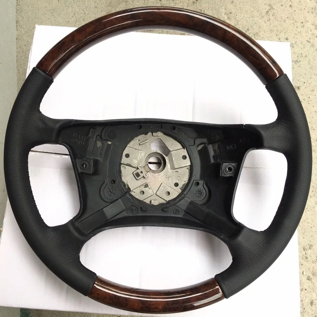 For 1994-2003 for BMW E38 E39 7 & 5 Series Steering Wheel Walnut Wood Black Leather